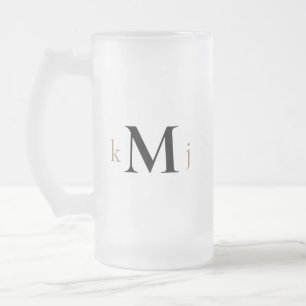 Gold- und Schwarz-Monogramm-Hochzeit  Mattglas Bierglas