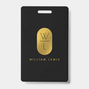 Gold- und Schwarz-Monogramm modern minimalistisch Ausweis