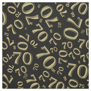 Gold und Schwarz Nummer 70 Typografisches Muster Stoff