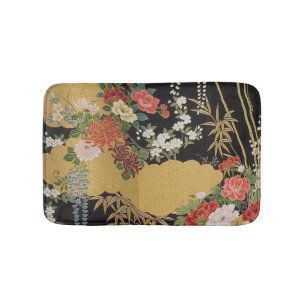 Gold und schwarz-orientalisch-japanischer Kimono F Badematte