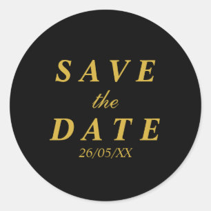 Gold und Schwarz Save the Date Runder Aufkleber