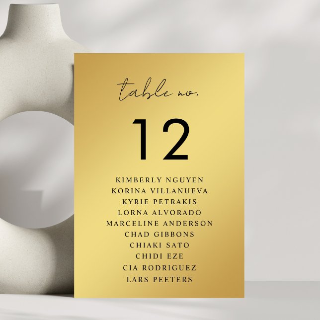 Gold- und Schwarz-Script-Seating-Chart-Namen Tischnummer (Von Creator hochgeladen)