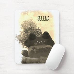 Gold und Schwarz Süße Cartoon Versteckte Fluffige  Mousepad