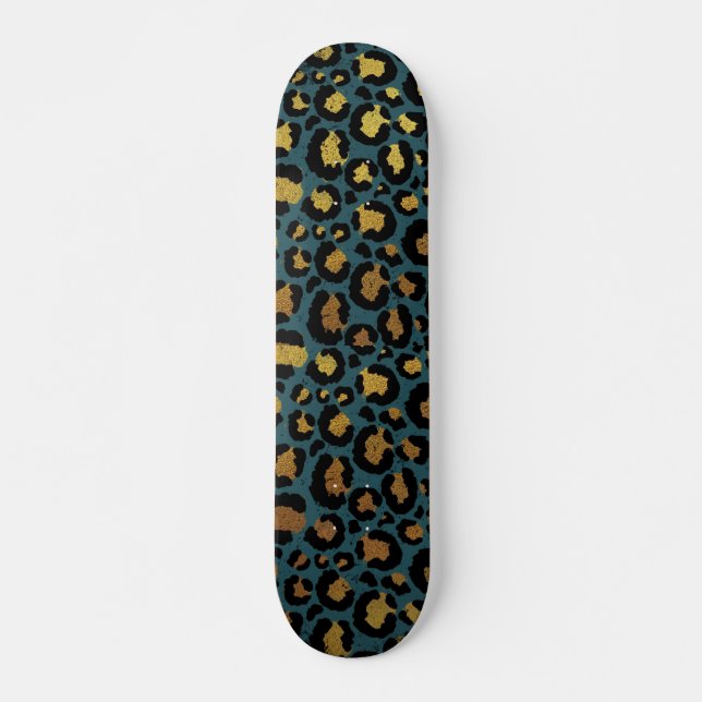 Gold- und Schwarz-Tier-Print Skateboard (Vorne)
