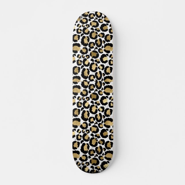 Gold- und Schwarz-Tier-Print Skateboard (Vorne)