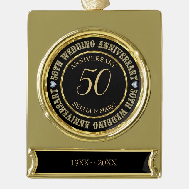 Gold und Schwarz-weiße Diamanten Banner-Ornament Gold (Vorderseite)