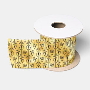 Gold- und Schwarzdiamant-Art-Deco-Muster Satinband