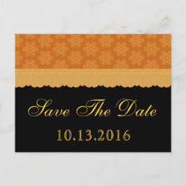 Gold und Schwarze Blume und Spitzen Save the Date Ankündigungspostkarte