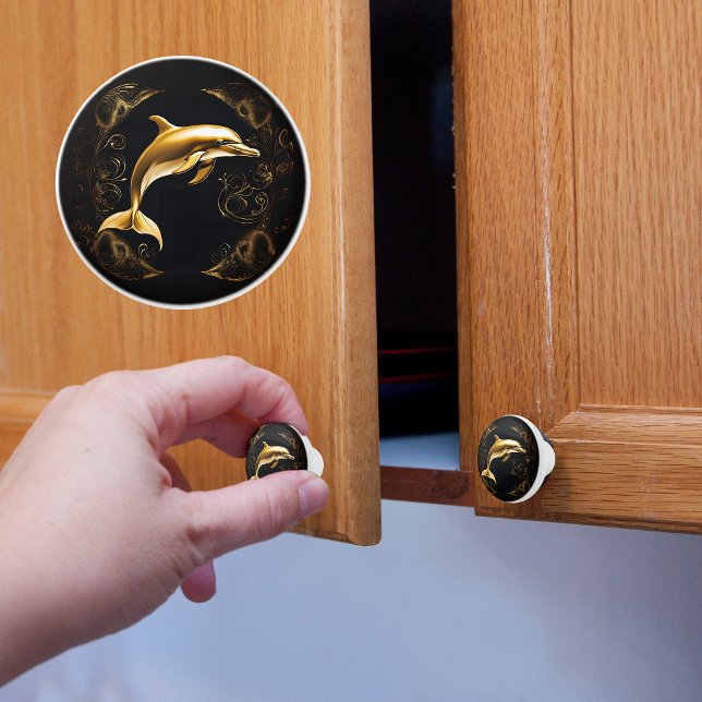 Gold und Schwarze Dolphin Keramikknauf (Von Creator hochgeladen)