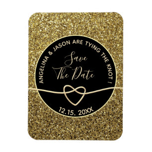 Gold und Schwarze Hochzeit speichern das Datum Magnet