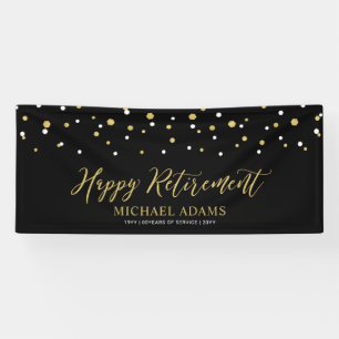 Gold- und schwarze Konfetti Fröhliche Ruhestands Banner