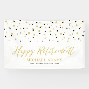 Gold- und schwarze Konfetti   Fröhliche Ruhestands Banner