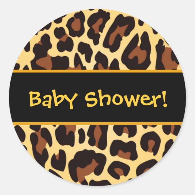 Gold und schwarze Leopard-Babyparty-Bevorzugung Runder Aufkleber (Vorderseite)