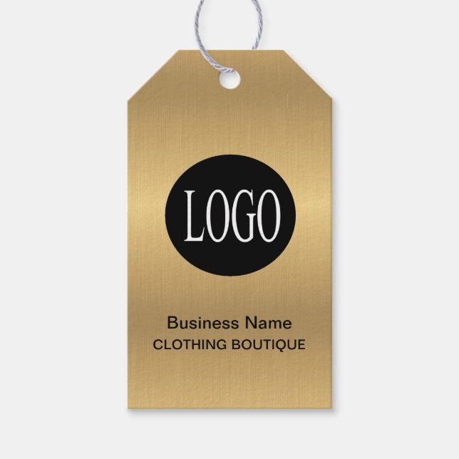 Gold- und Schwarze Logos mit Bar Code-Preismarken Geschenkanhänger (Vorderseite)