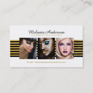 Gold und schwarze Maskenbildner-Visitenkarten Visitenkarte