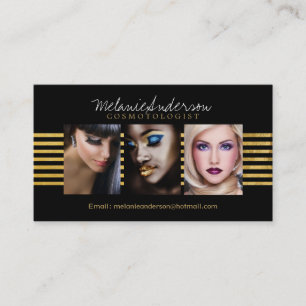 Gold und schwarze Maskenbildner-Visitenkarten Visitenkarte