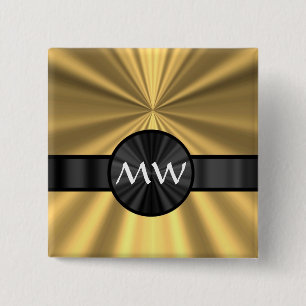 Gold und schwarze Monogramm Button