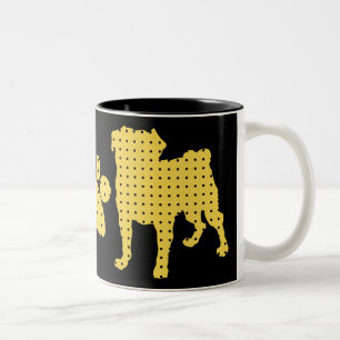 Gold und schwarze Mops-und Tatzen-Tassen Zweifarbige Tasse