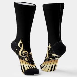 Gold- und Schwarze Musiknoten Socken