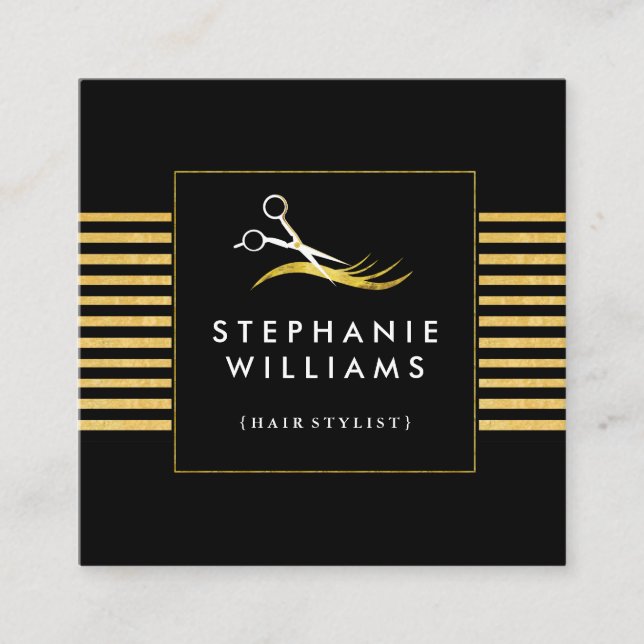 Gold und schwarze quadratische visitenkarte (Vorderseite)