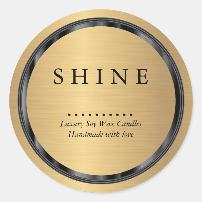 Gold und schwarze Rahmen Runder Aufkleber (Vorderseite)