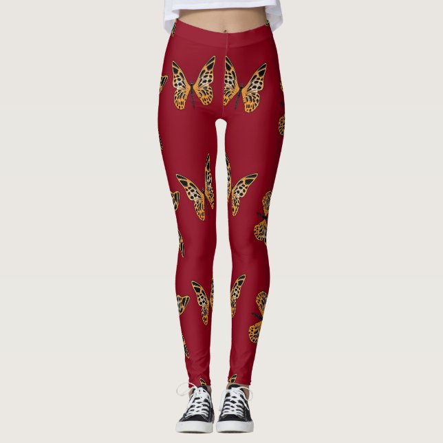 Gold und schwarze Schmetterlinge Leggings (Vorderseite)