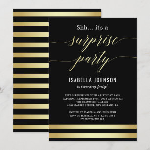Gold und schwarze Streifen... Es ist ein überrasch Einladung