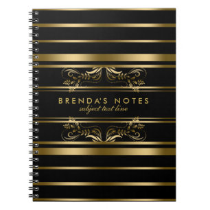 Gold und schwarze Streifen mit goldfarbener Spitze Notizblock