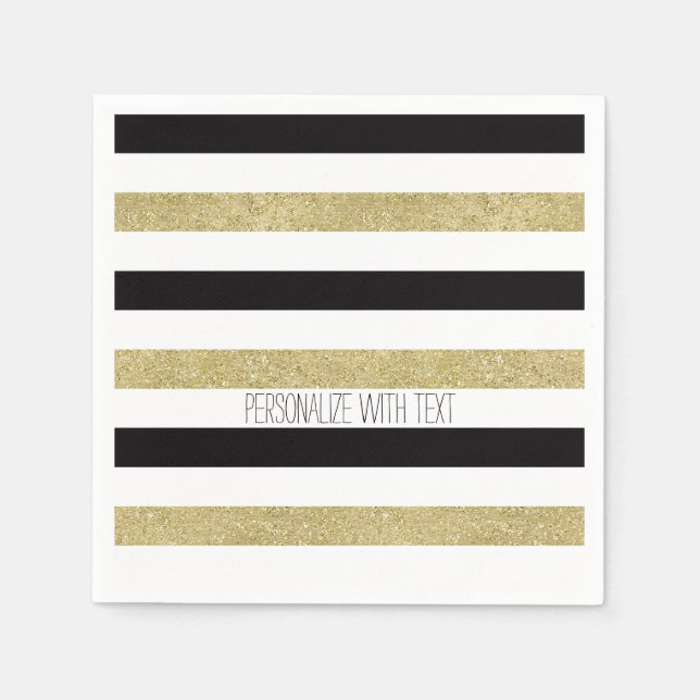 Gold und schwarze Streifen Serviette (Vorderseite)