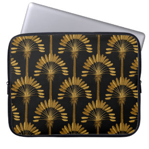Gold und schwarze Tapeten mit Blumenmuster Laptopschutzhülle