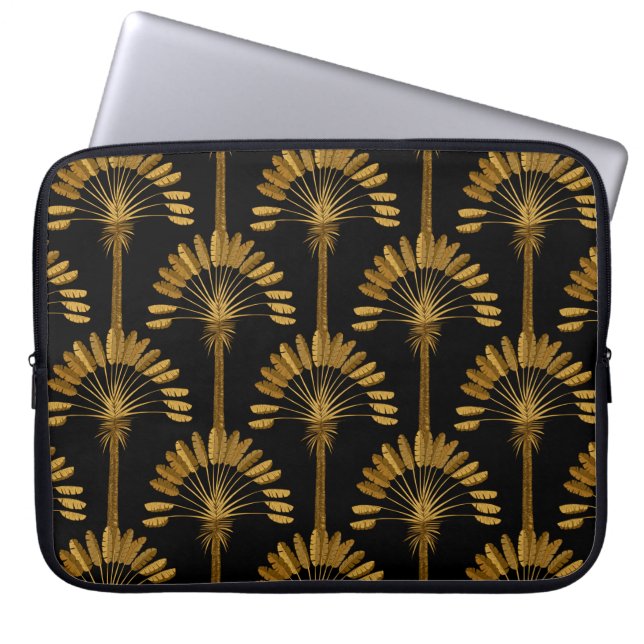 Gold und schwarze Tapeten mit Blumenmuster Laptopschutzhülle (Vorderseite)