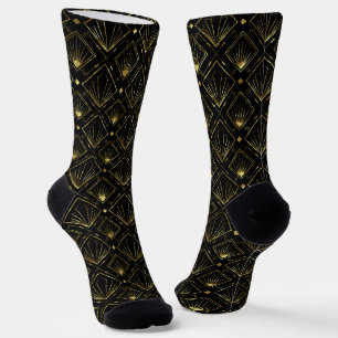 Gold und schwarze Vintage-Art-Deco Socken