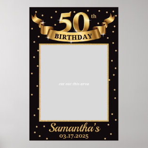 Gold und schwarzer 50. Geburtstag Photo Prop Rahme Poster