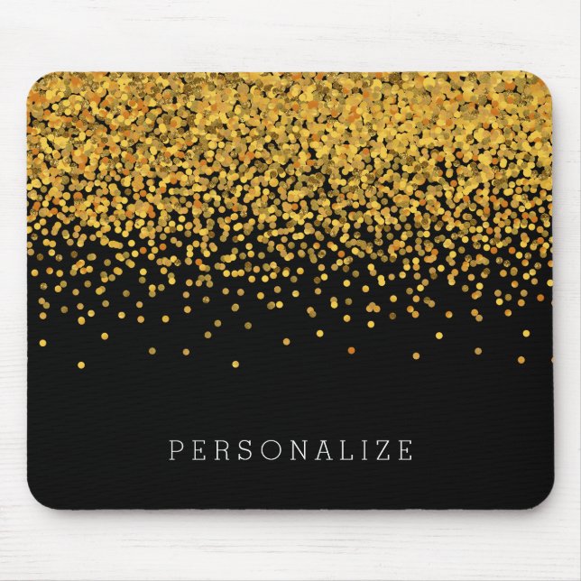 Gold und schwarzer Confetti Mousepad (Vorne)