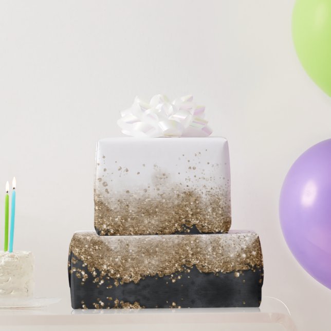 Gold- und schwarzer Friseursalon Geschenkpapier (Partygeschenke)