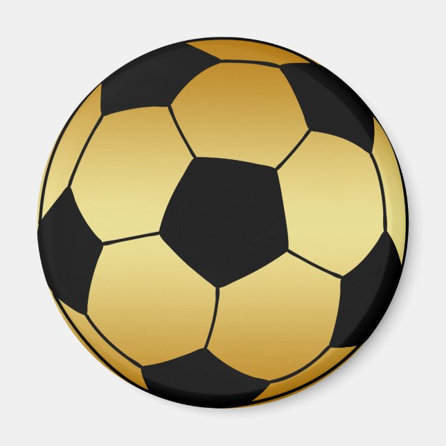GOLD UND SCHWARZER FUSSBALL MAGNET (Vorne)