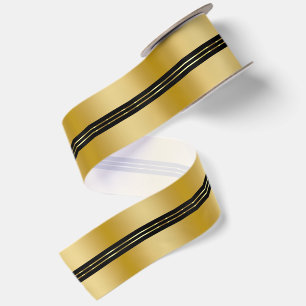 Gold- und schwarzer Hintergrund mit glänzenden Str Satinband