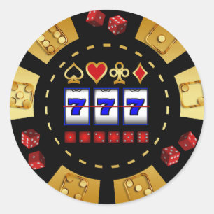 GOLD UND SCHWARZER SPIEL-POKER-CHIP RUNDER AUFKLEBER