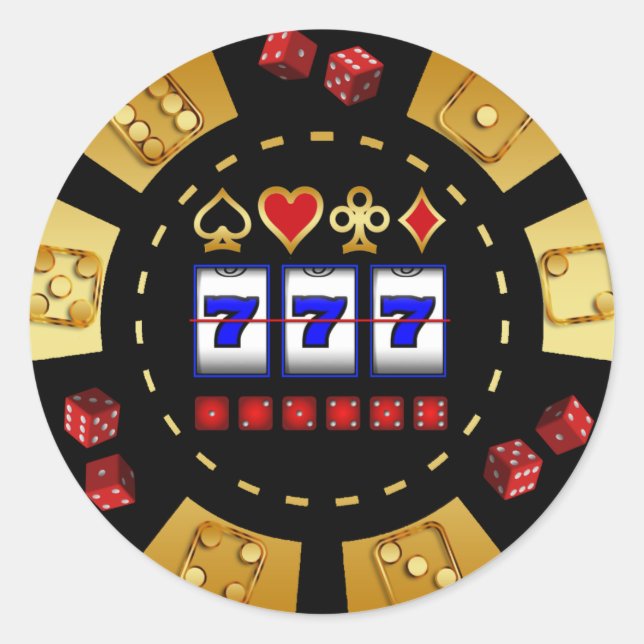 GOLD UND SCHWARZER SPIEL-POKER-CHIP RUNDER AUFKLEBER (Vorderseite)
