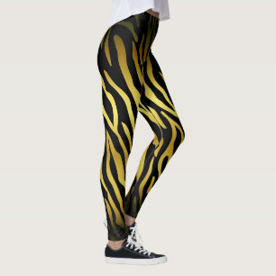 Gold und schwarzer Tierpelz drucken, Leggings