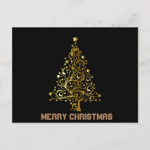 Gold und Schwarzer Weihnachtsbaum Postkarte
