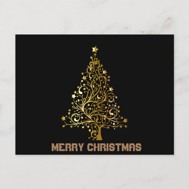 Gold und Schwarzer Weihnachtsbaum Postkarte (Vorderseite)