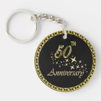Gold-und Schwarzes 50. Jahrestags-Feier Schlüsselanhänger