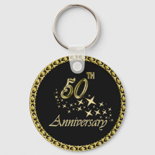 Gold-und Schwarzes 50. Jahrestags-Feier Schlüsselanhänger