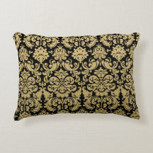 Gold und schwarzes elegantes Damastmuster