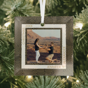 Gold und Schwarzes Foto Ornament Aus Glas