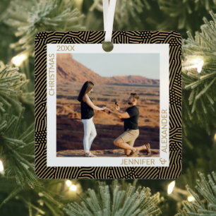 Gold und Schwarzes Foto Ornament Aus Metall