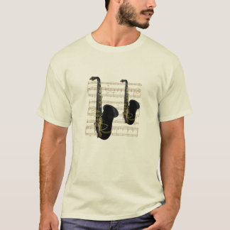 Gold und schwarzes Saxophon-Goldmusik-T-Shirt T-Shirt