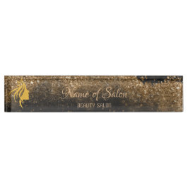 Gold- und schwarzes Tisch-Tent-Schild Namensplakette