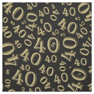 Gold und schwarzes Typografie-Muster der Nr.-40 Stoff